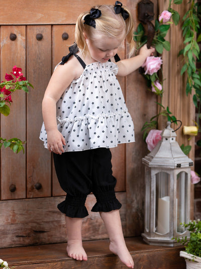 Spring Toddler Outfit | Girls Polka Dot Ruffle Top & Jogger Pants Set