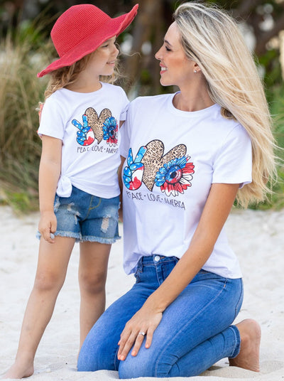 Mommy & Me 4th Of July Tops | Peace Love America Matching T-Shirts
