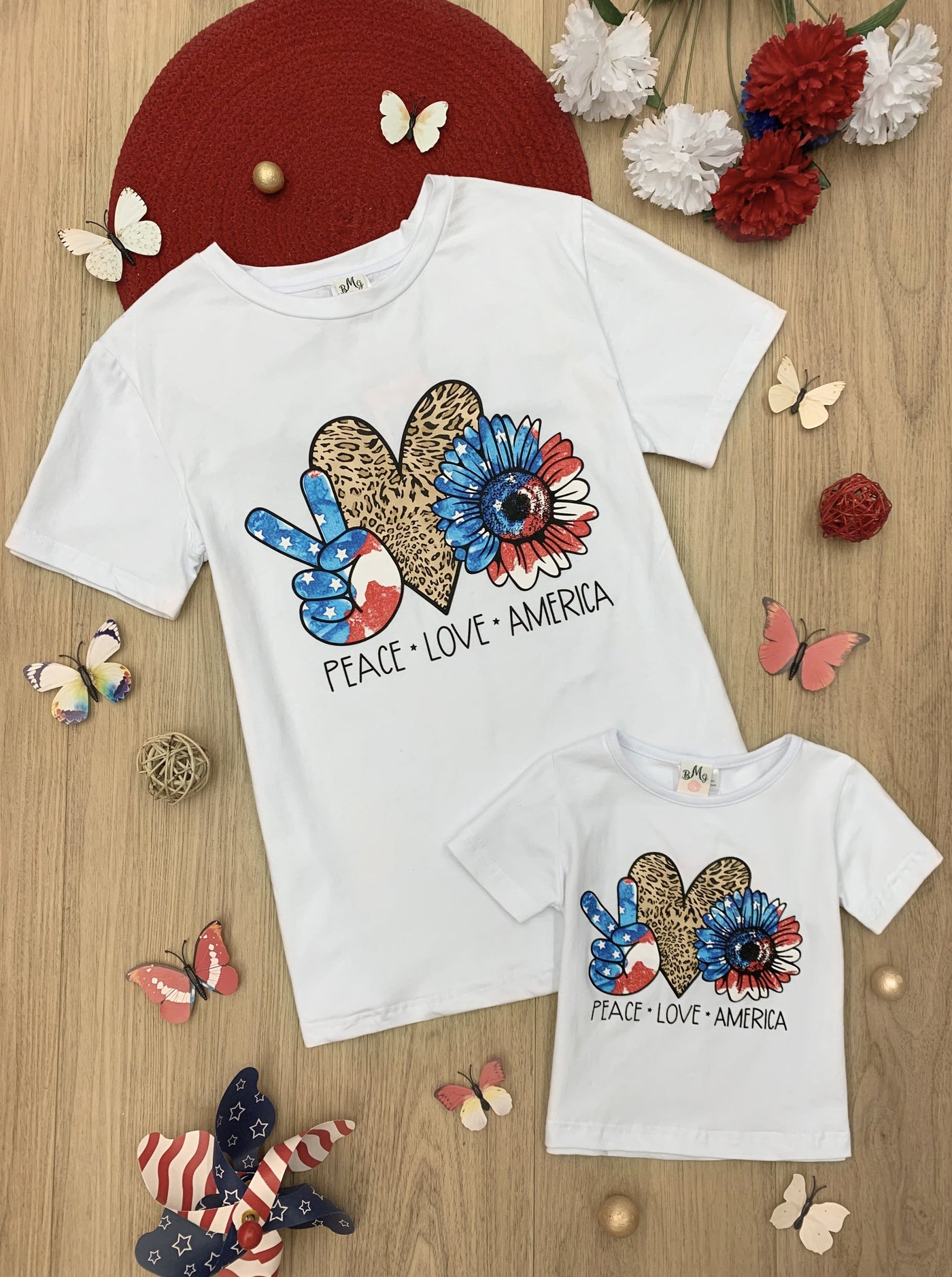Mommy & Me 4th Of July Tops | Peace Love America Matching T-Shirts