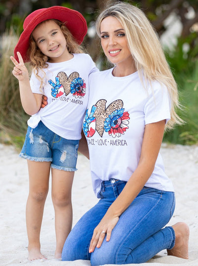 Mommy & Me 4th Of July Tops | Peace Love America Matching T-Shirts