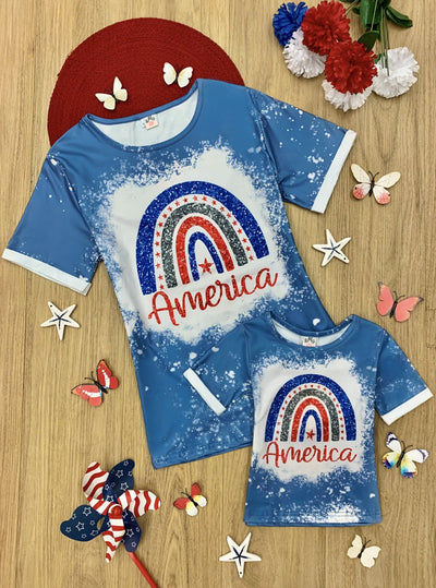 Mommy & Me Matching Tops | America Rainbow T-Shirts | 4th of July Tops
