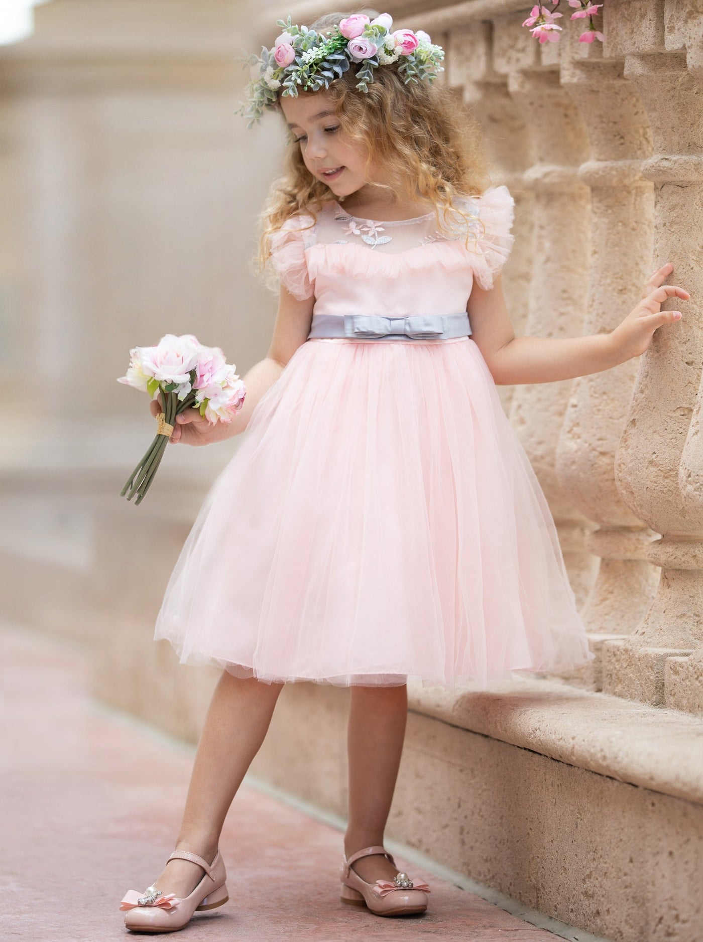 Girls Flower Embroidered Tulle Tutu Dress | Toddler Spring Dresses