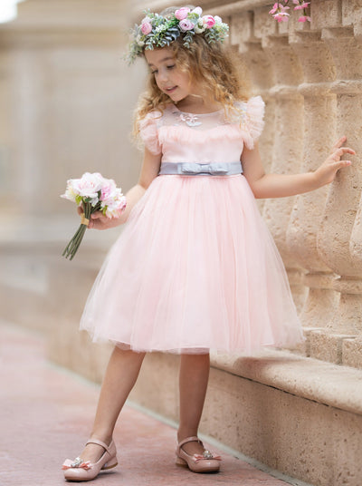 Girls Flower Embroidered Tulle Tutu Dress | Toddler Spring Dresses