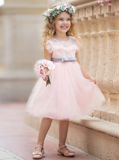 Girls Flower Embroidered Tulle Tutu Dress | Toddler Spring Dresses