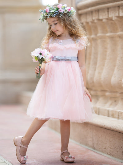 Girls Flower Embroidered Tulle Tutu Dress | Toddler Spring Dresses