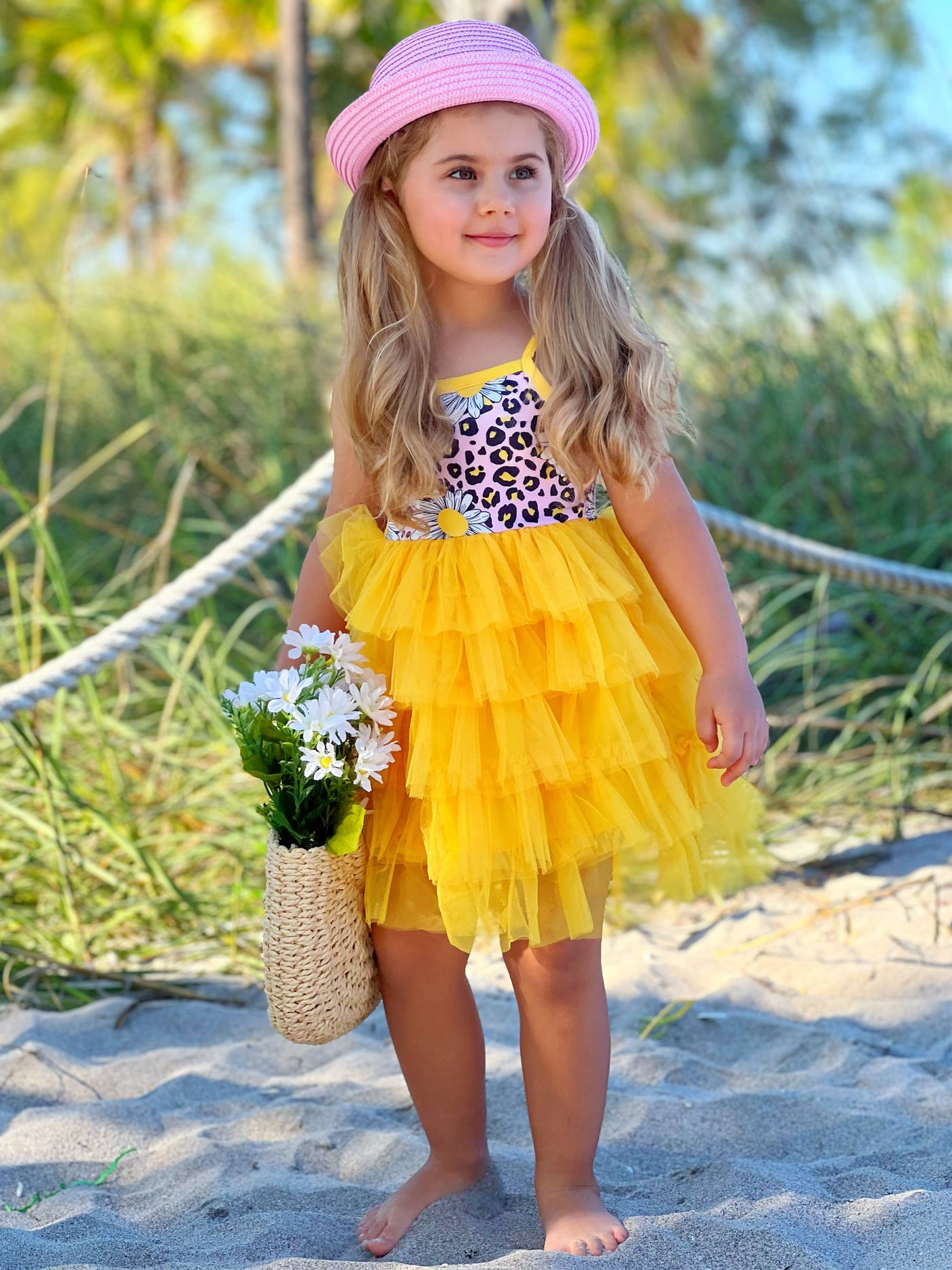 Toddler Spring Dresses | Girls Daisy Sleeveless Tiered Ruffle Dress