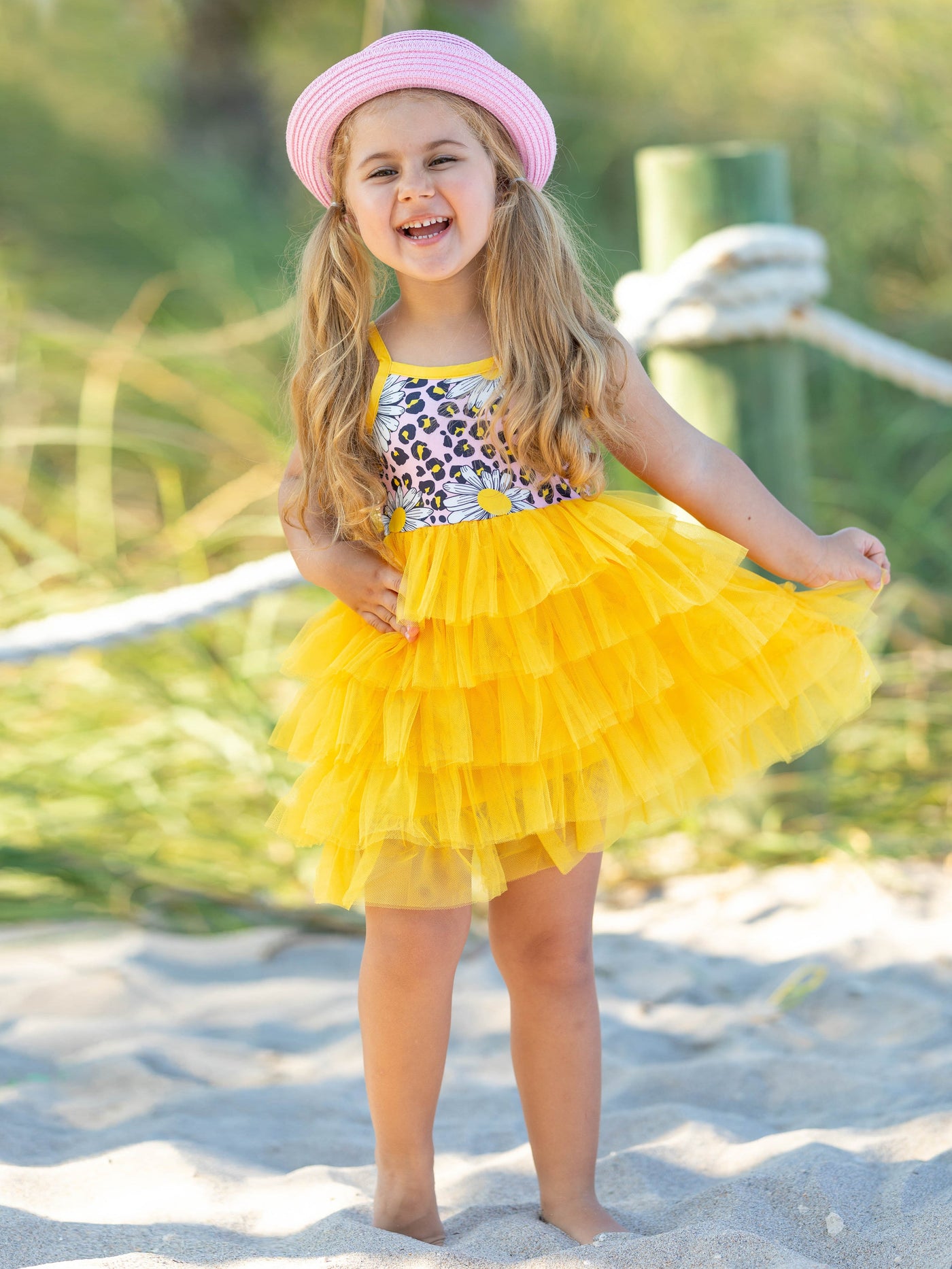 Toddler Spring Dresses | Girls Daisy Sleeveless Tiered Ruffle Dress