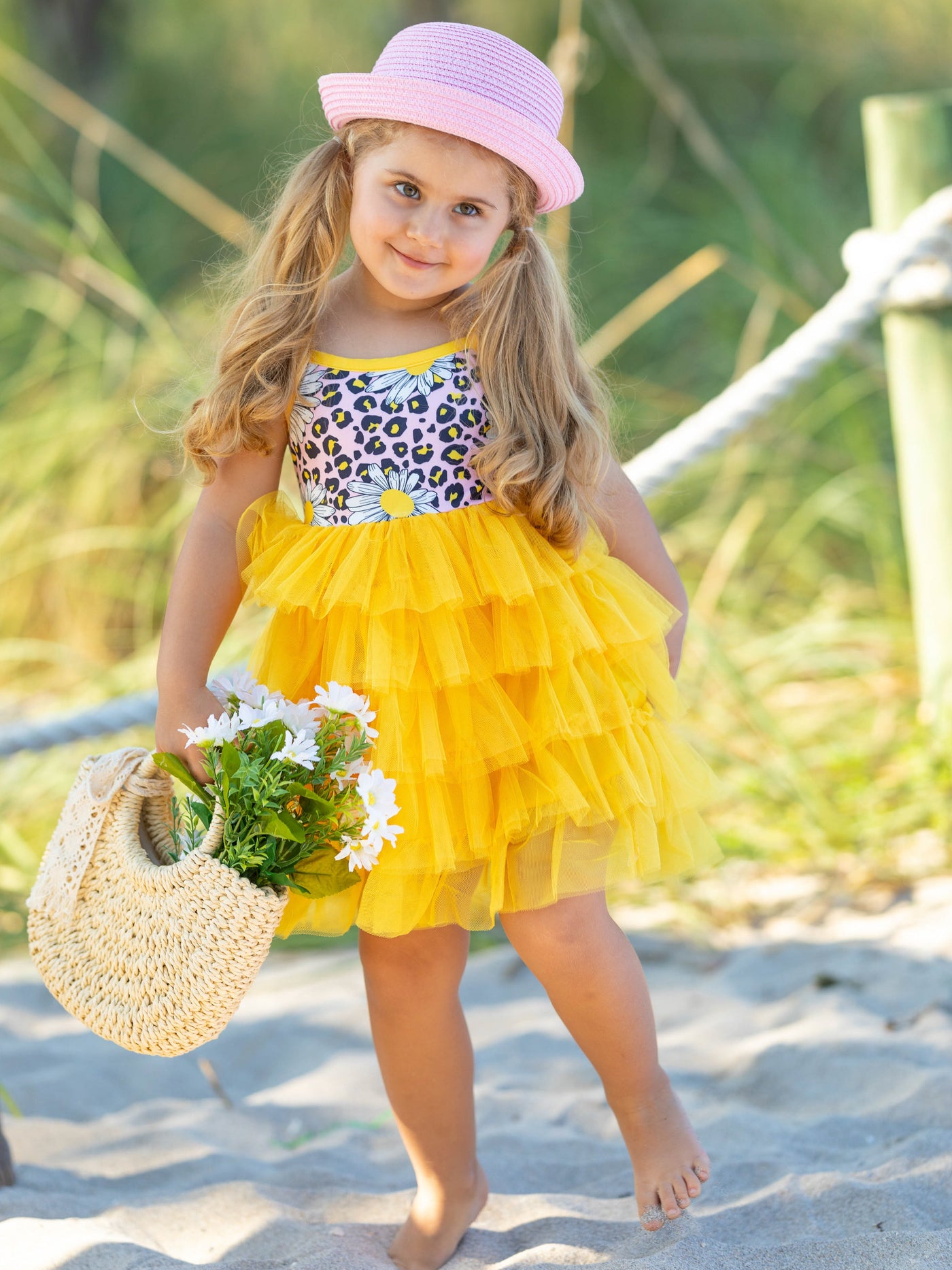 Toddler Spring Dresses | Girls Daisy Sleeveless Tiered Ruffle Dress