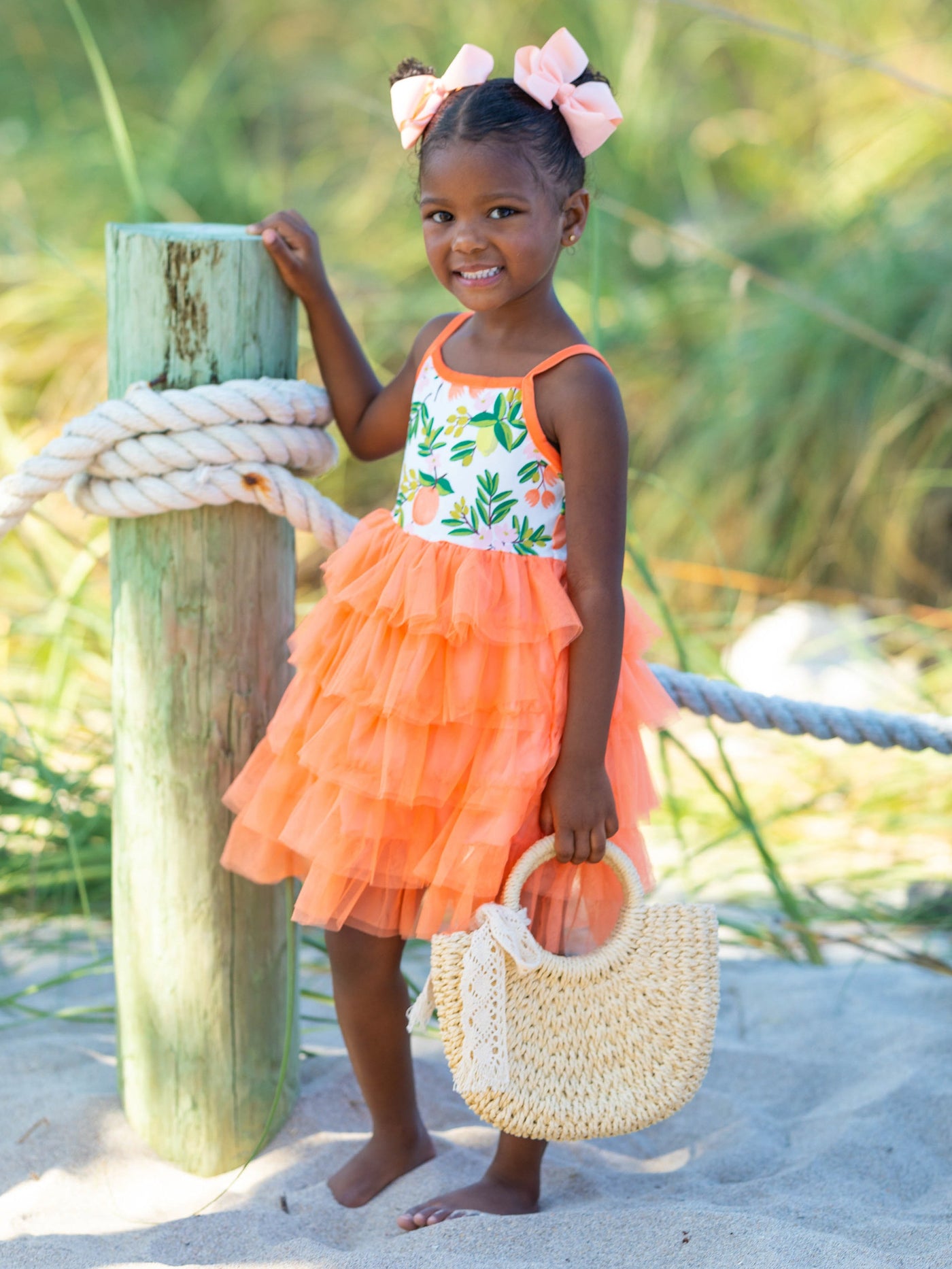Girls Spring Dresses | Citrus Sleeveless Tiered Ruffle Tulle Dress