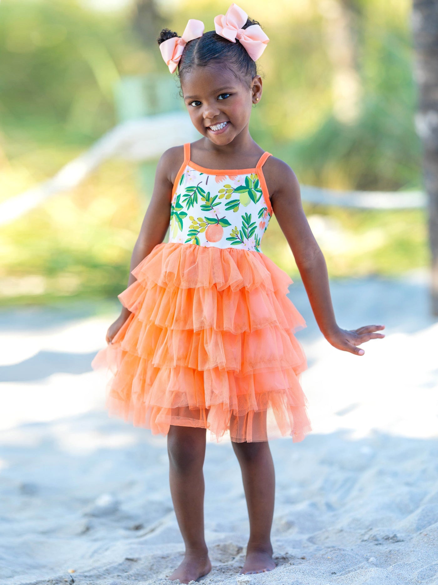 Girls Spring Dresses | Citrus Sleeveless Tiered Ruffle Tulle Dress
