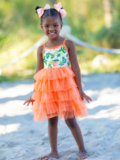 Girls Spring Dresses | Citrus Sleeveless Tiered Ruffle Tulle Dress