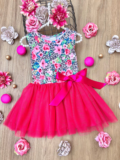 Little Girls Resort Wear | Floral Leopard Print Bodice Tutu Dress