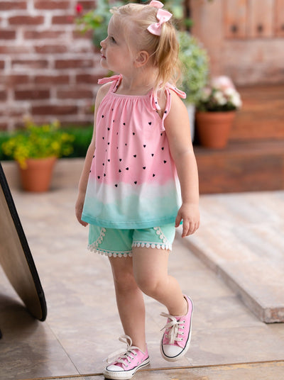 Kids Spring Clothes | Girls Watermelon Tank Top & Pom-Pom Shorts Set
