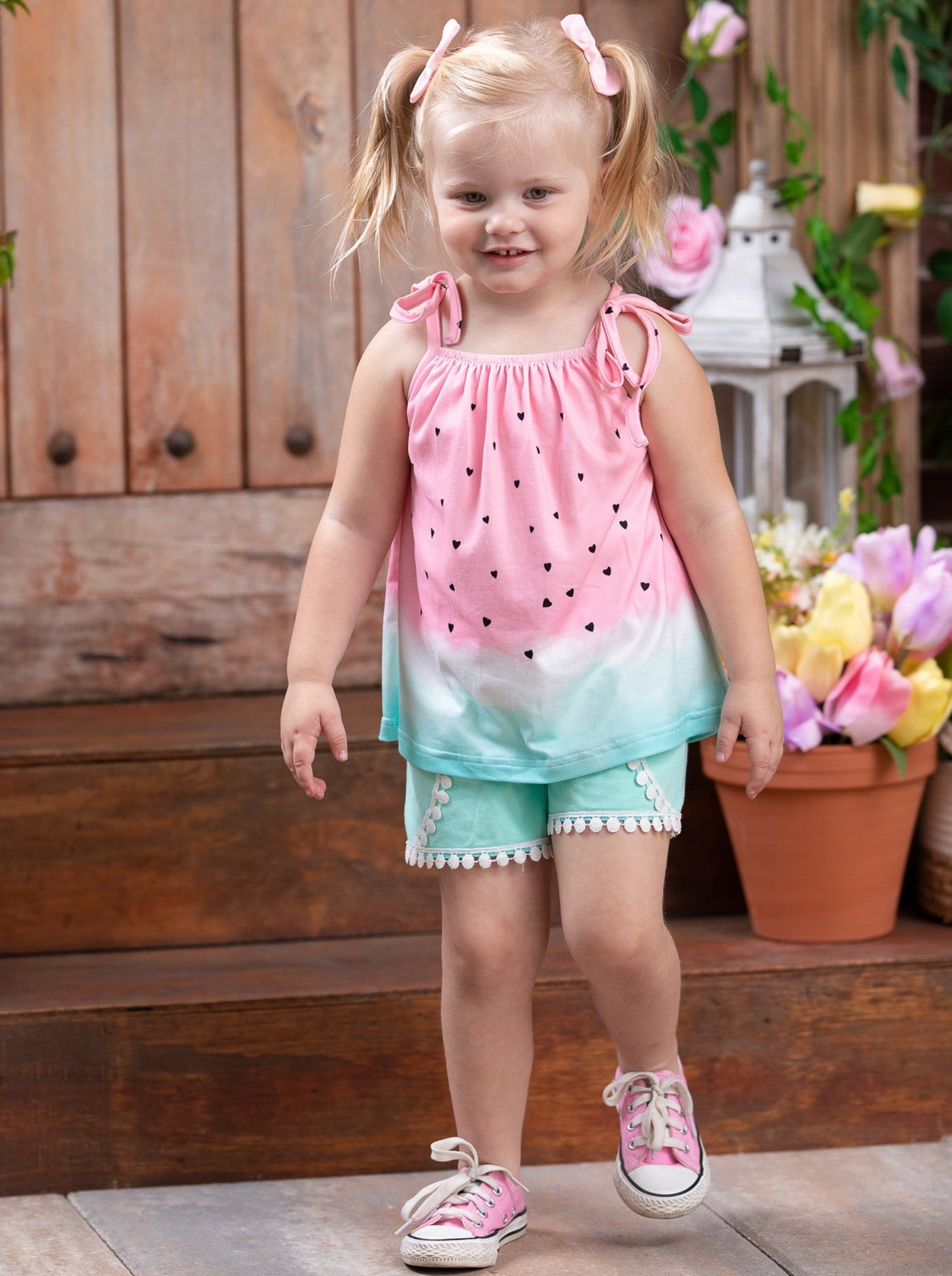 Kids Spring Clothes | Girls Watermelon Tank Top & Pom-Pom Shorts Set