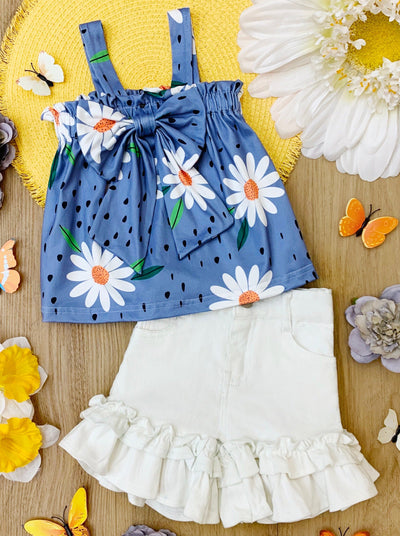 Girls Flower Garden Peplum Tank Top and Shorts Set