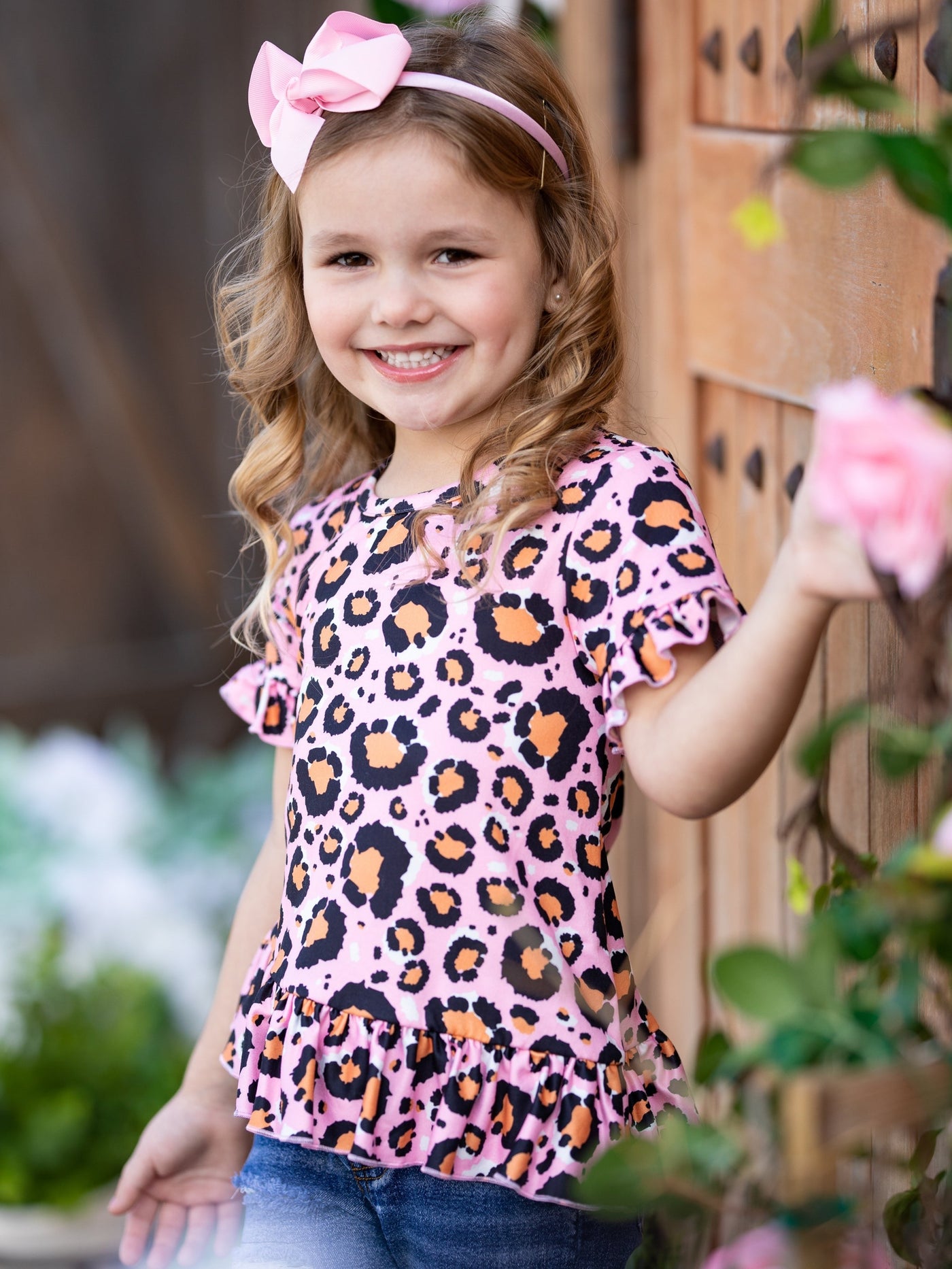 Kids Spring Clothes | Girls Leopard Tunic & Patched Jean Capris Set