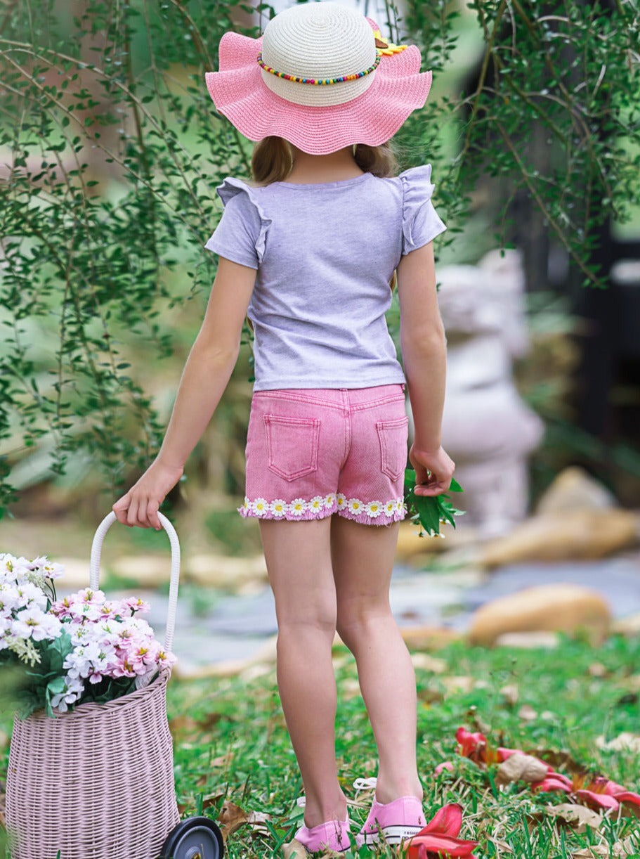 Toddler Spring Clothes | Girls Good Vibes Tee & Denim Shorts Set