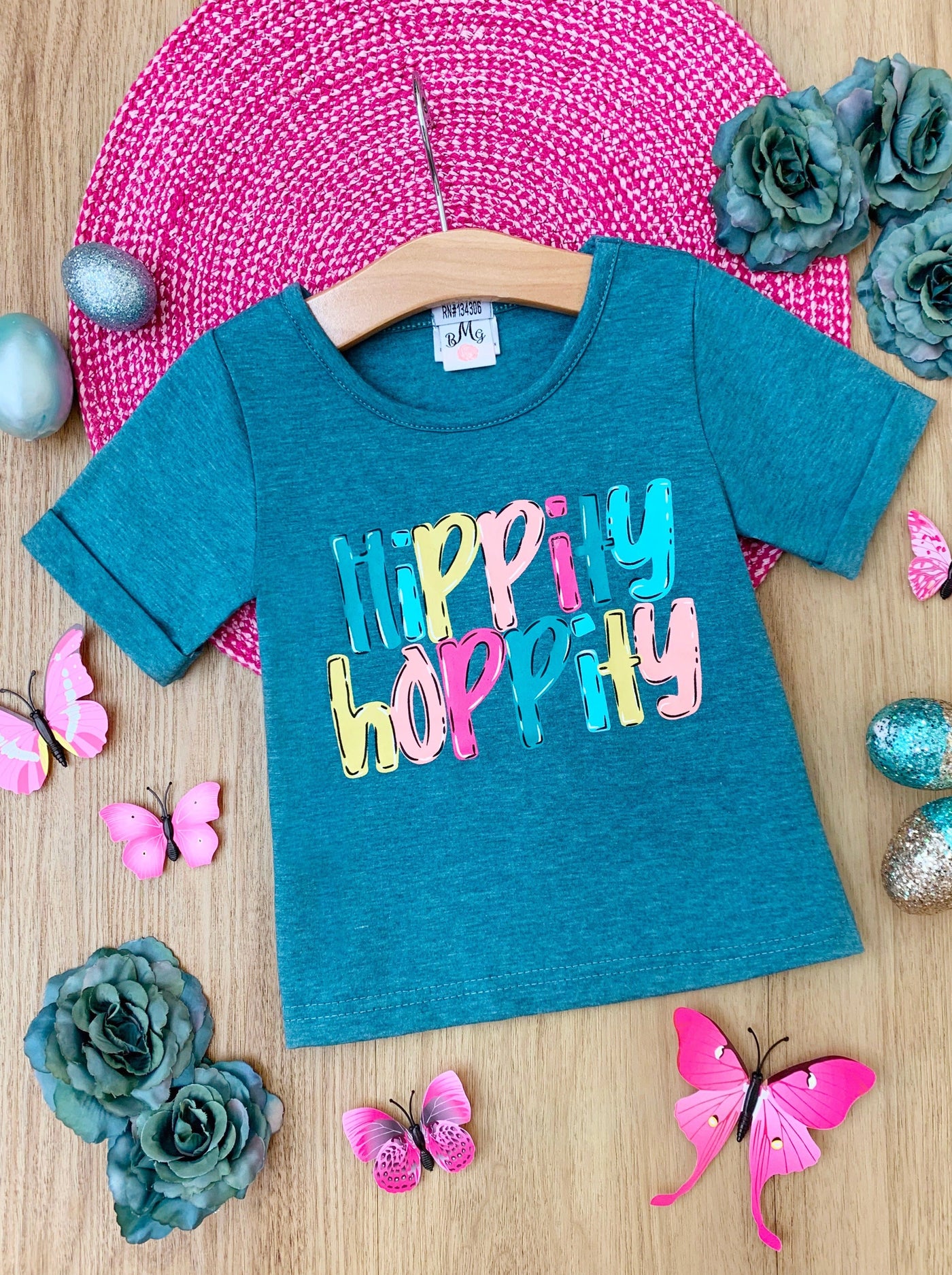 Girls Cute Easter Tops | Hippity Hoppity Short Sleeved Easter Top