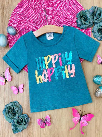 Girls Cute Easter Tops | Hippity Hoppity Short Sleeved Easter Top