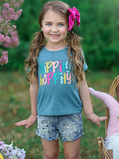 Girls Cute Easter Tops | Hippity Hoppity Short Sleeved Easter Top