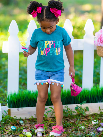 Girls Cute Easter Tops | Hippity Hoppity Short Sleeved Easter Top