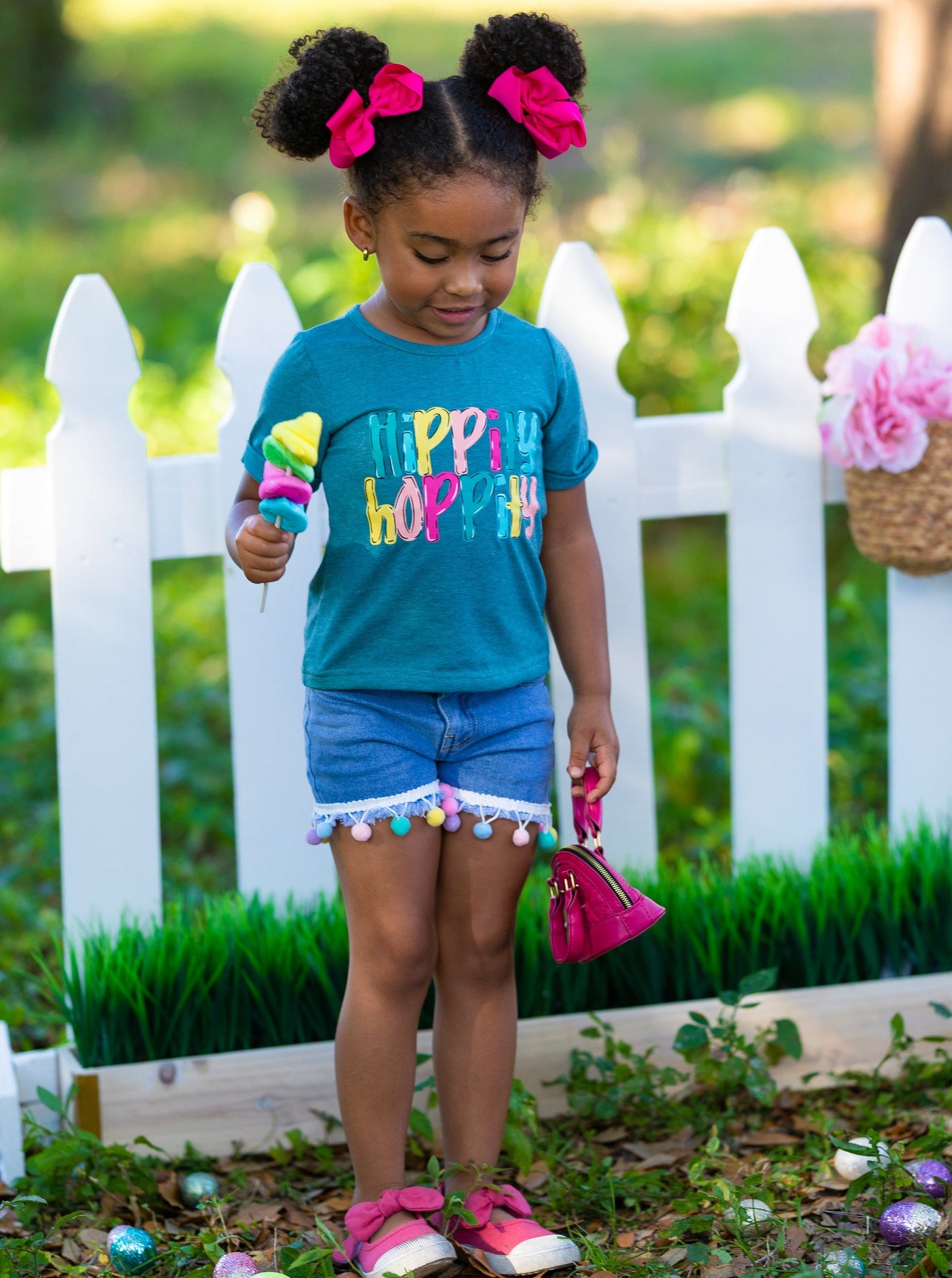 Girls Cute Easter Tops | Hippity Hoppity Short Sleeved Easter Top