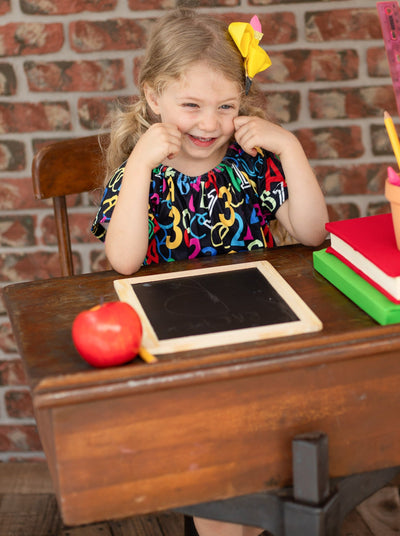 First Day of School | ABC 123 Top & Denim Shorts Set | Mia Belle Girls