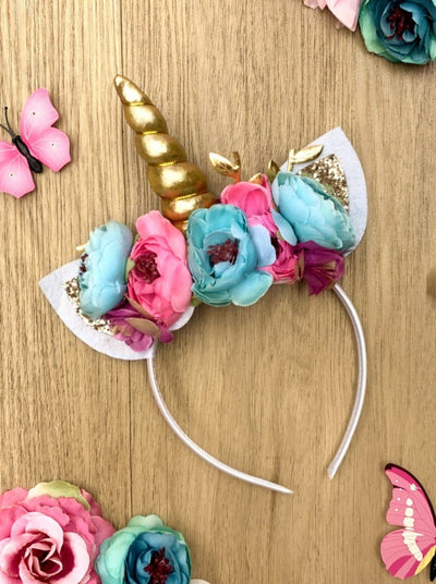Kids Halloween Accessories | Flower Unicorn Headband | Mia Belle Girls