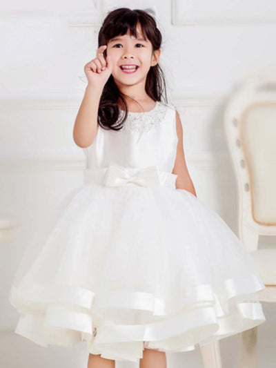 Girls Communion Dresses | Sleeveless Pearl Embellished Princess Dress