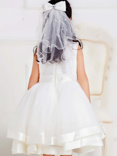Girls Communion Dresses | Sleeveless Pearl Embellished Princess Dress
