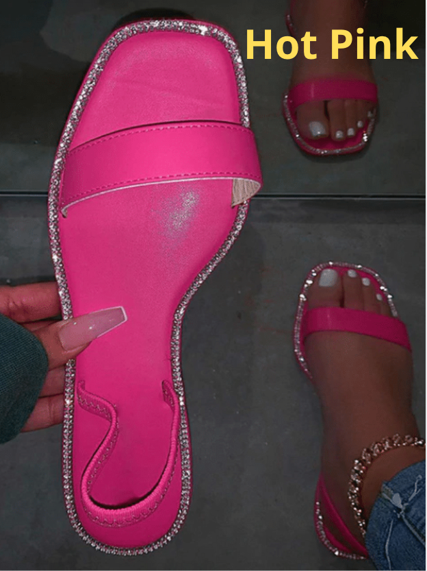 Women's Tie Dye Glitter Flat Slides By Liv and Mia