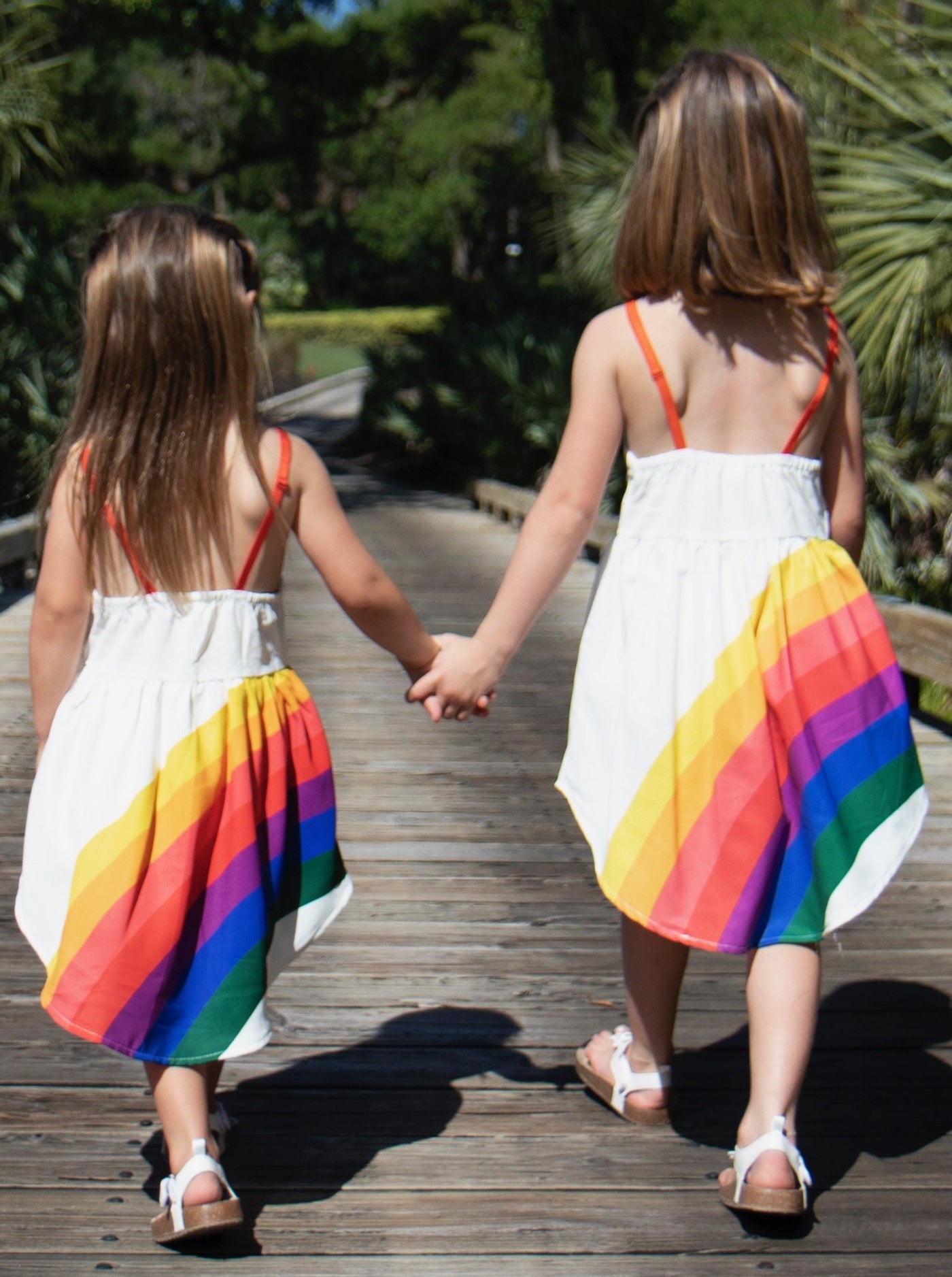 Girls Spring Dresses | Sleeveless Asymmetrical Rainbow Hi-Lo Dress