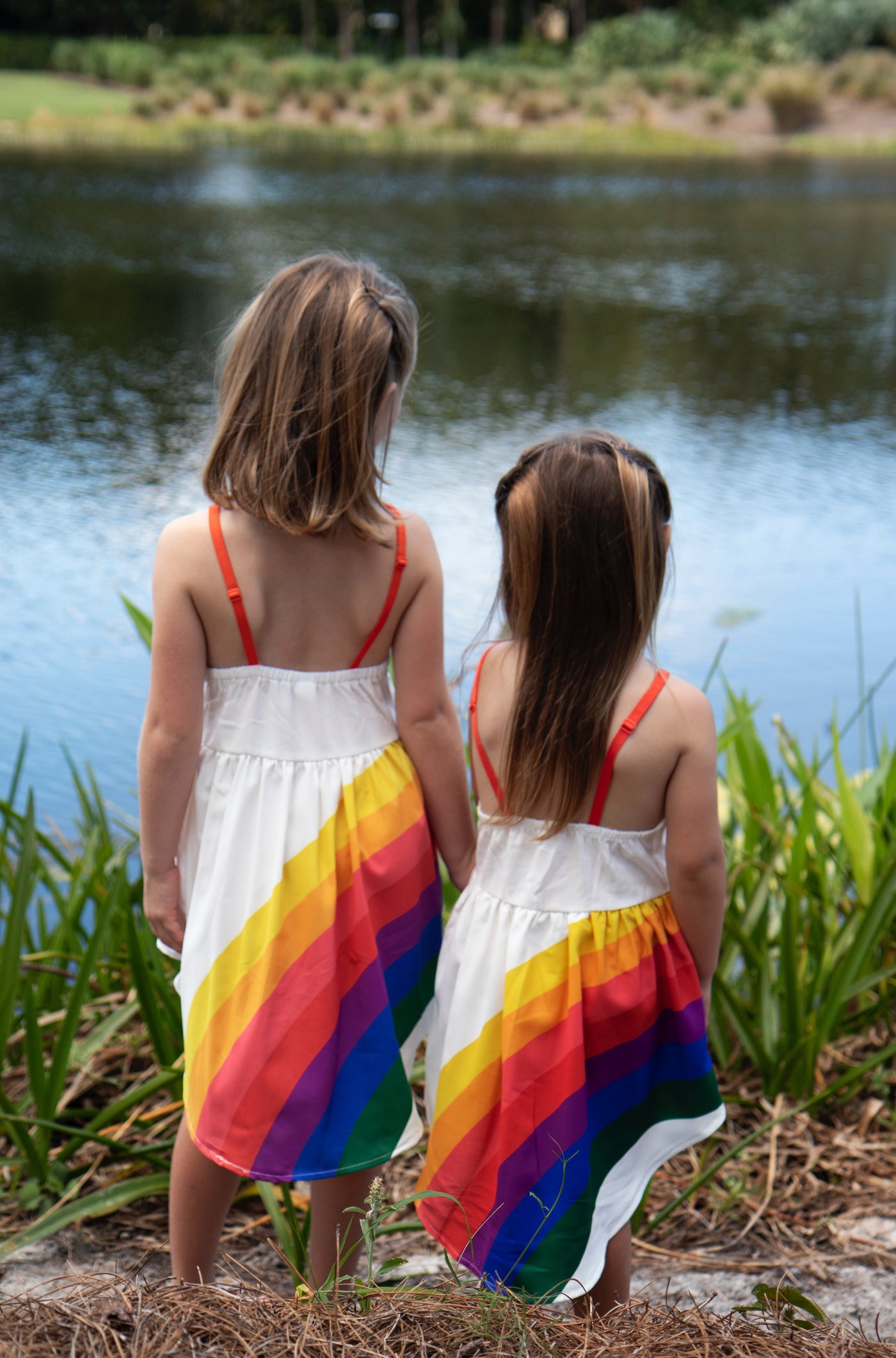 Girls Spring Dresses | Sleeveless Asymmetrical Rainbow Hi-Lo Dress