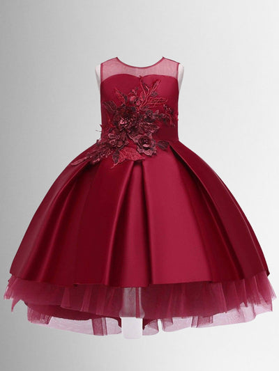 Winter Formal Dresses | Sleeveless Embroidered Hi Lo Holiday Dress