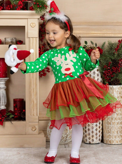 Christmas Dresses | Girls Polka Dot Bodice Christmas Tiered Tutu Dress