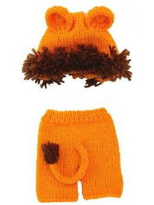 Baby knitted photoshoot costume - yellow lion