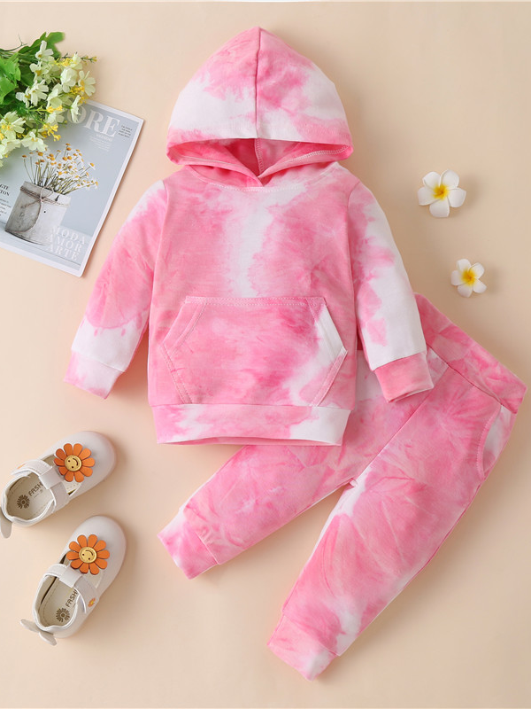 Baby Little Miss Tie Dye Diva Hooded Sweatshirt and Pants Set Pink