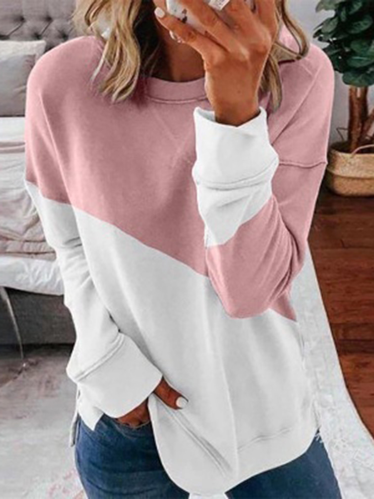 Women's Praiseworthy Patchwork Long Sleeve Top Pink