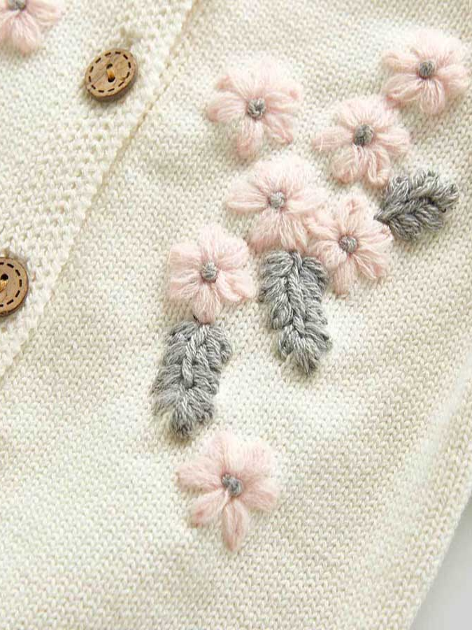 Baby Pretty Petal Ruffle Shoulder Button-Down Cardigan White