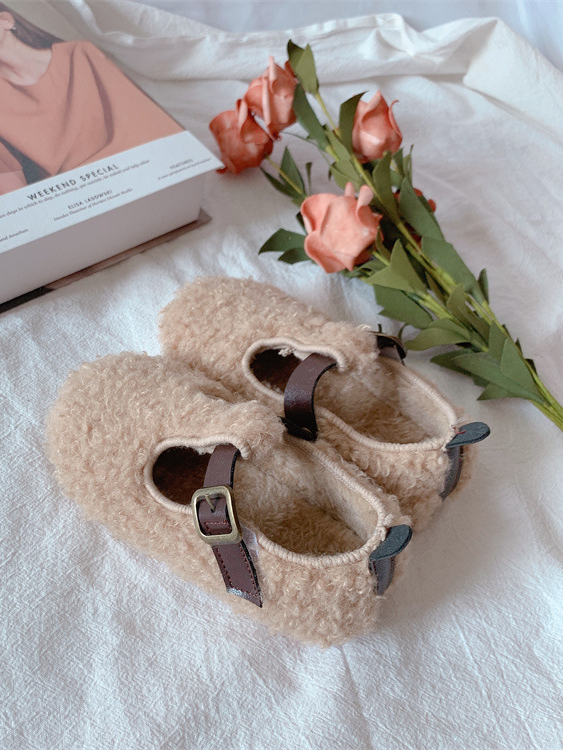 Wooly Warm T-Strap Flats by Liv and Mia