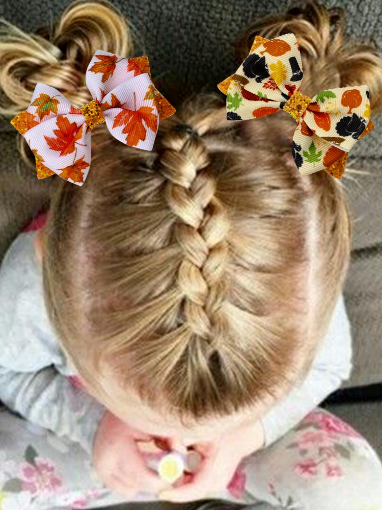 Girls Accessories | Autumn Sequin Bow Hair Clips - Mia Belle Girls