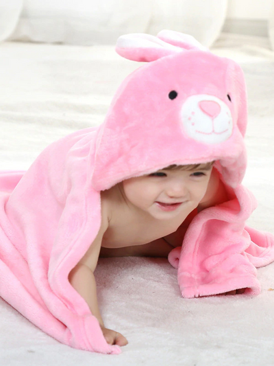 Baby Little Bunny Hooded Towel - Pink