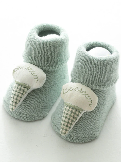 Baby Flair For The Day Plush Non-Slip Socks Green