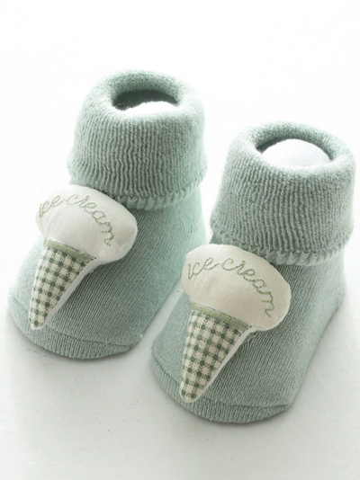 Baby Flair For The Day Plush Non-Slip Socks Green