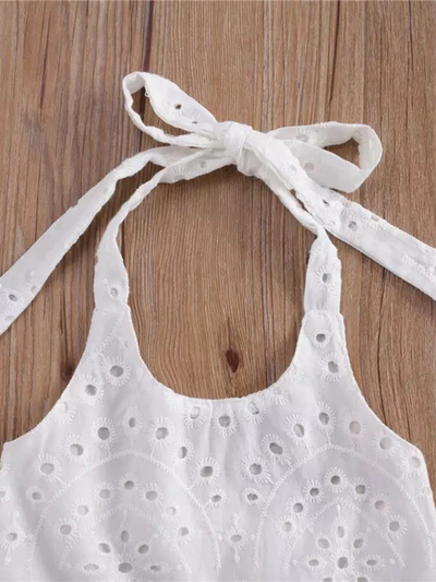 Girls Cowgirl Outfits | Eyelet Halter Top and Bell-Bottom Jeans Set