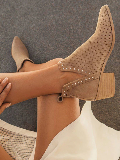 Women's Suede Pointed Toe Ankle Booties By Liv and Mia - Mia Belle Girls