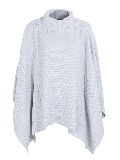 Women's Turtleneck Pullover Poncho Cardigan White