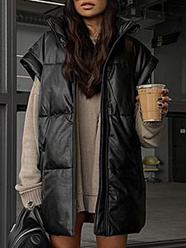 Women's Long Sleeveless Puffer Vest - Mia Belle Girls