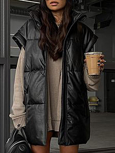 Women's Long Sleeveless Puffer Vest - Mia Belle Girls