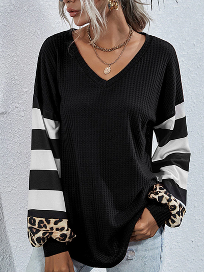 Women's Stripes and Leopard Prints Top - Mia Belle Girls